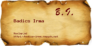 Badics Irma névjegykártya