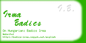 irma badics business card